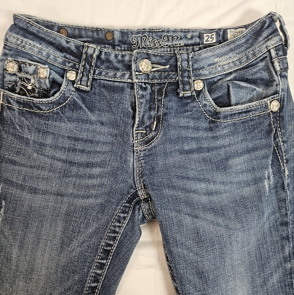 Miss Me slim bootcut embroidered bling jeans size 25 - Picture 11 of 14